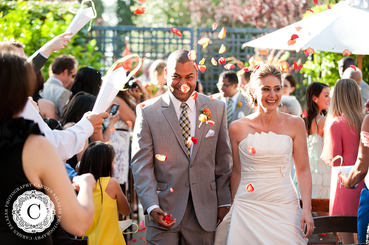 happy bride and groom at Franciscan Estate
