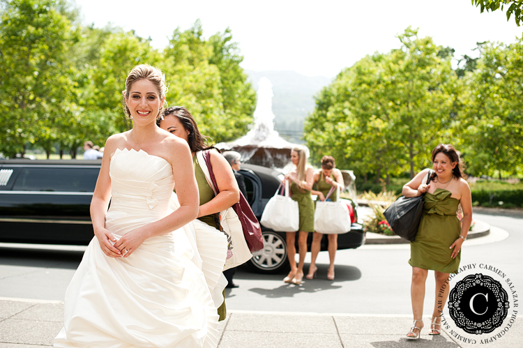 Beautiful bride in a limousine