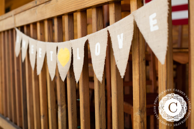 burlap banner detail shot at Lake Tahoe wedding