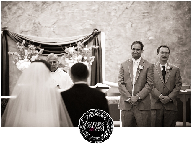 Emotional groom at ceremony