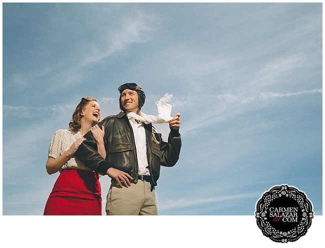 romantic flight engagement session