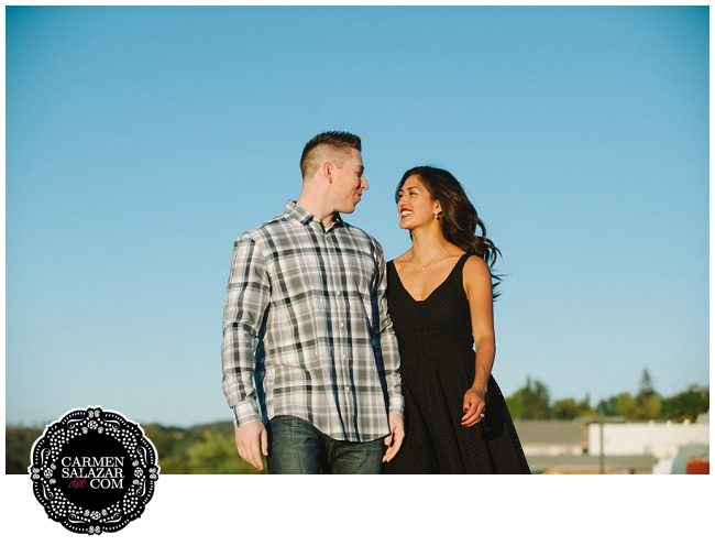 Roof top engagement session in Old Folsom