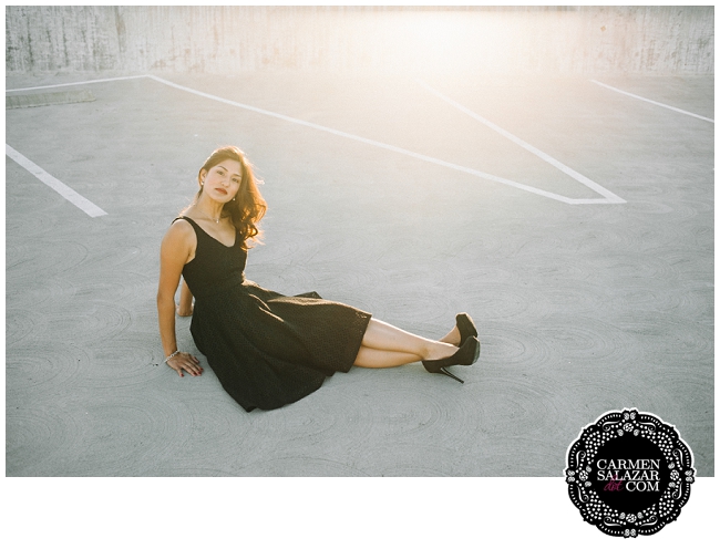 parking garage engagement session in Sacramento