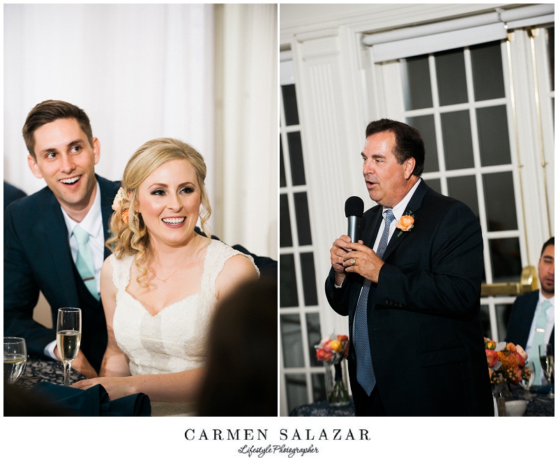 father of the bride toasts the bride and groom photo
