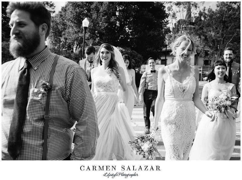 Outdoor-Art-Club-Wedding- fun bridal party photos