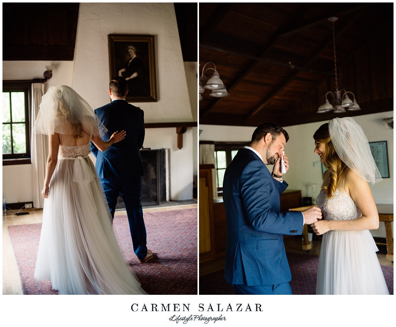 Outdoor-Art-Club-Wedding - bride and groom first look photos