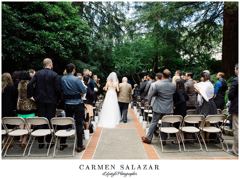 Outdoor-Art-Club-Wedding- bride walking down the aisle photo
