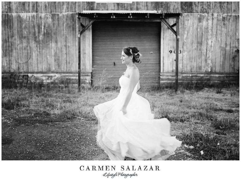 blurry bridal gown photo at Sacramento Outdoor Wedding