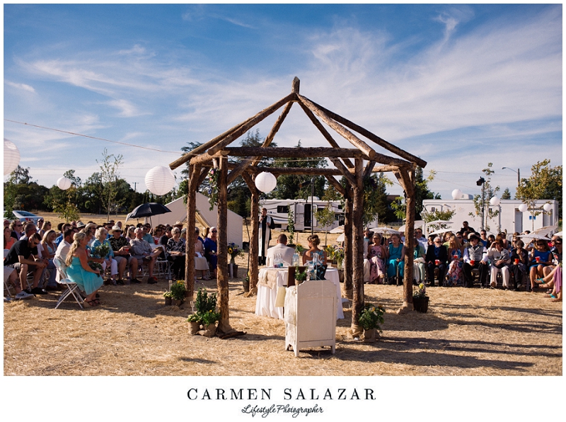 handmade wedding arbor at a Sacramento Outdoor Wedding