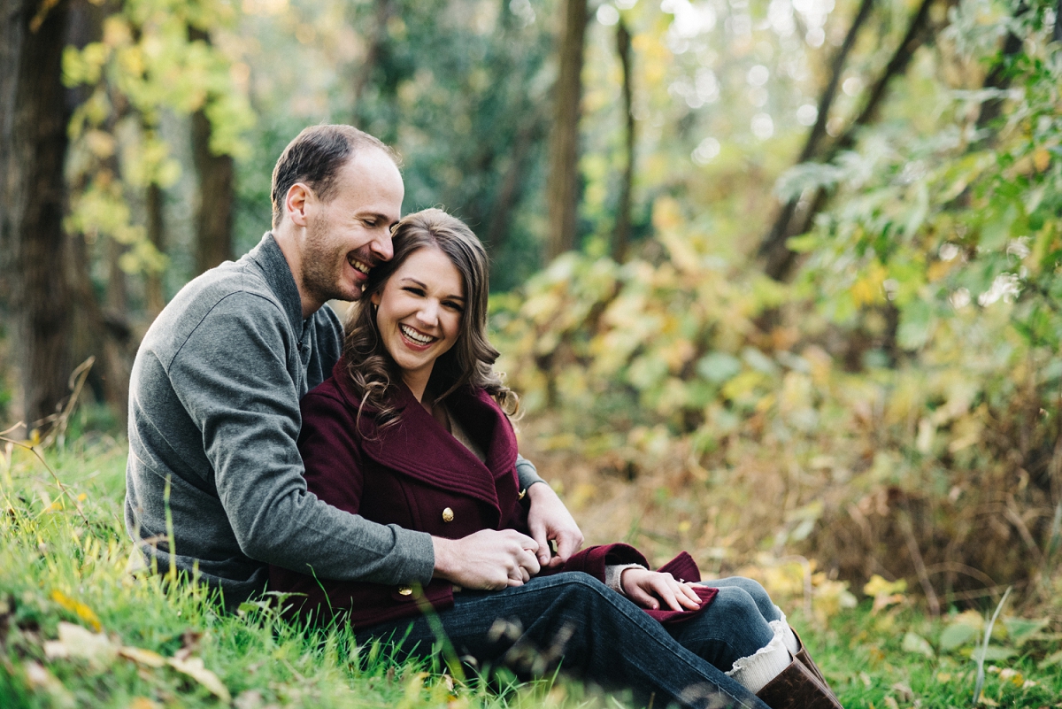 Sacramento fall American River engagement session