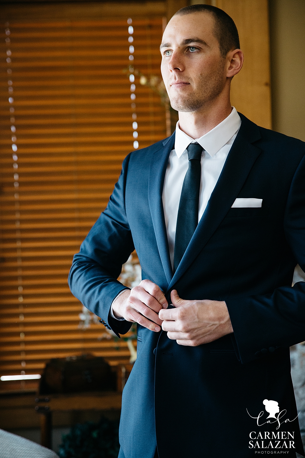 Dapper groom getting ready in Tahoe - Carmen Salazar Dapper groom getting ready in Tahoe - Carmen Salazar
