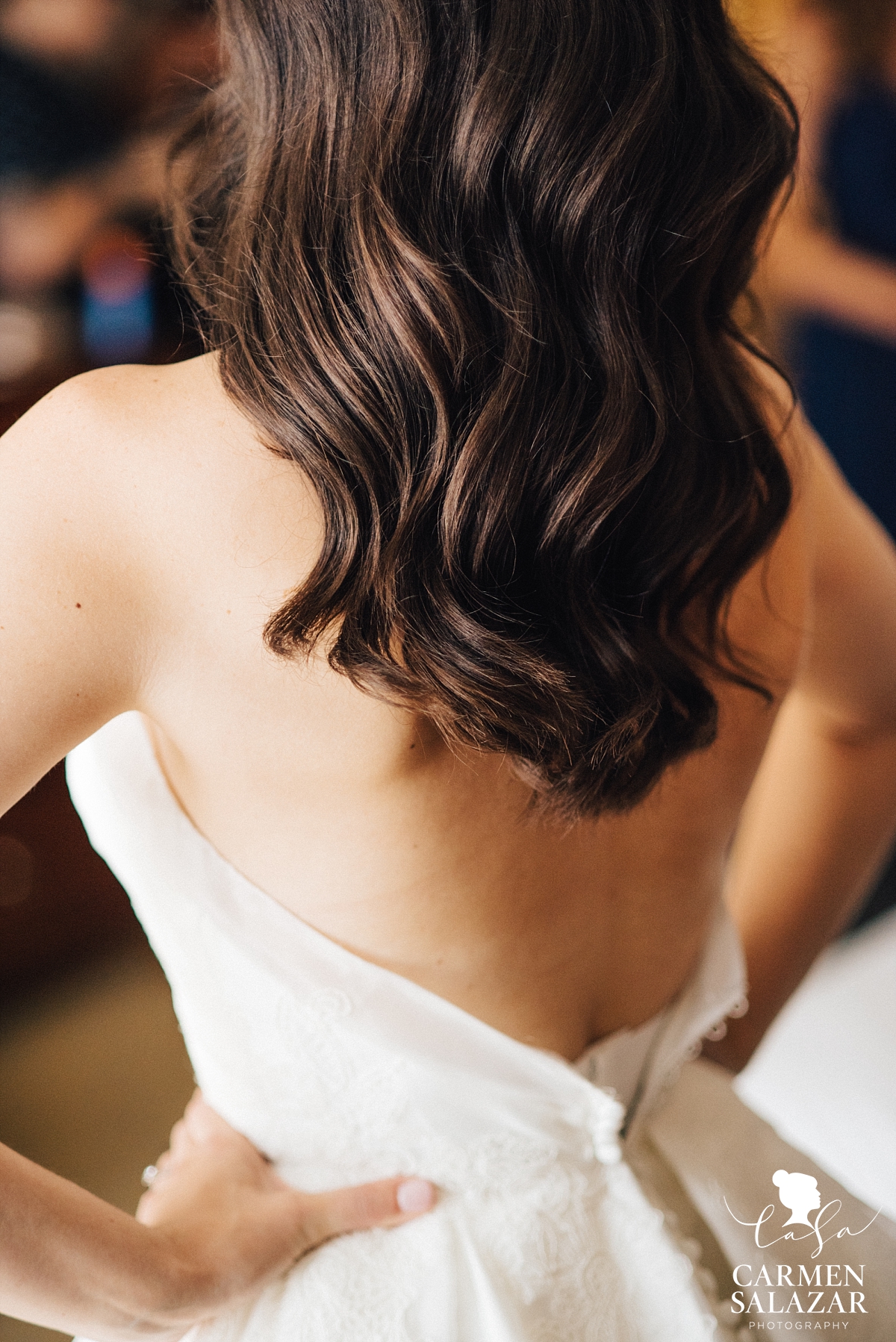 Elegant empire gown detail - Carmen Salazar Elegant empire gown detail - Carmen Salazar