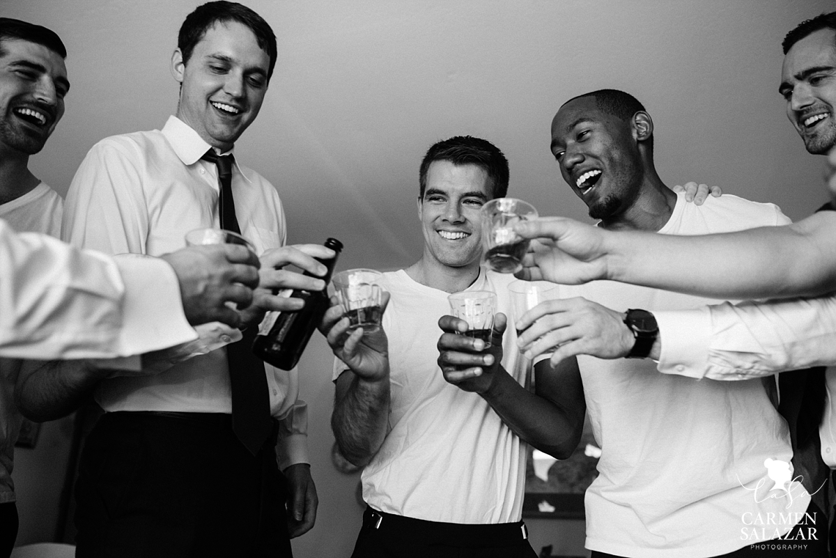 Groom and groomsmen doing shots - Carmen Salazar Groom and groomsmen doing shots - Carmen Salazar