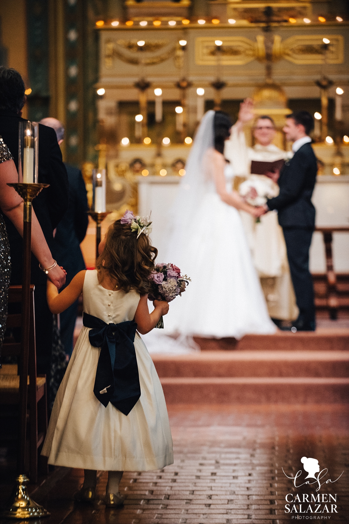 Sweet flower girl at Santa Clara Mission - Carmen Salazar Sweet flower girl at Santa Clara Mission - Carmen Salazar