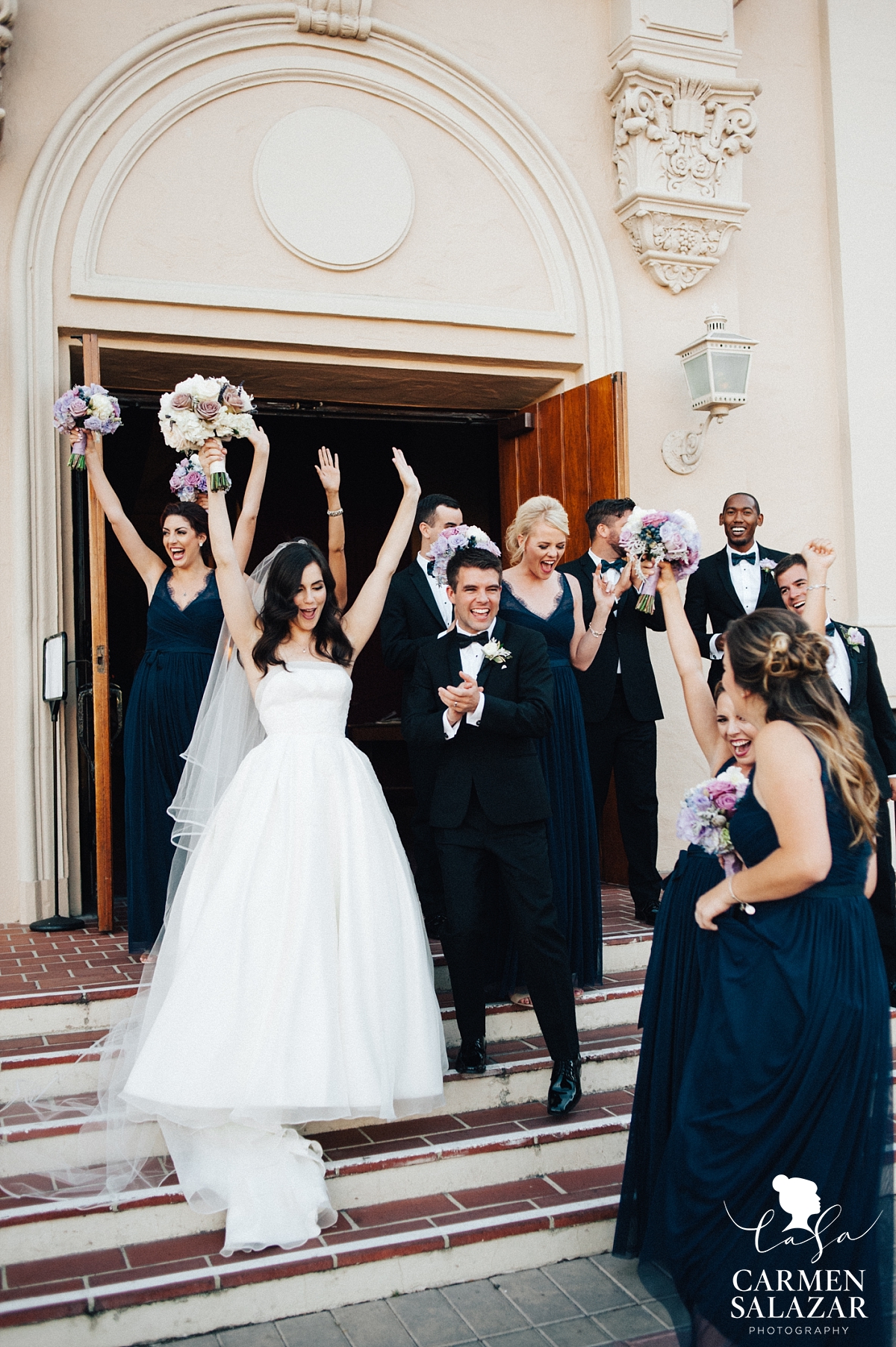 Bride and groom celebrating after ceremony - Carmen Salazar Bride and groom celebrating after ceremony - Carmen Salazar