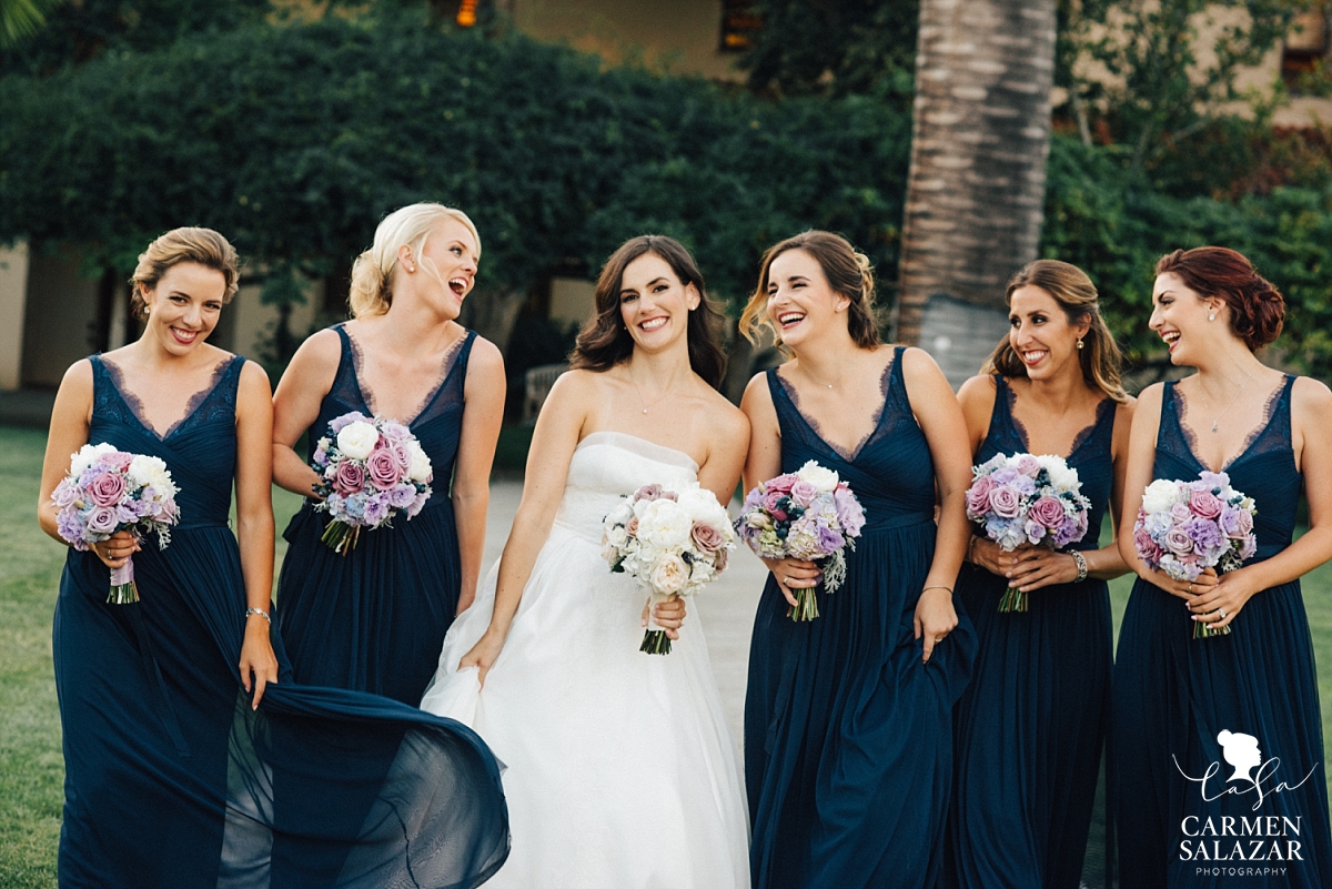 Gorgeous bridal pary in navy lace gowns - Carmen Salazar Gorgeous bridal pary in navy lace gowns - Carmen Salazar