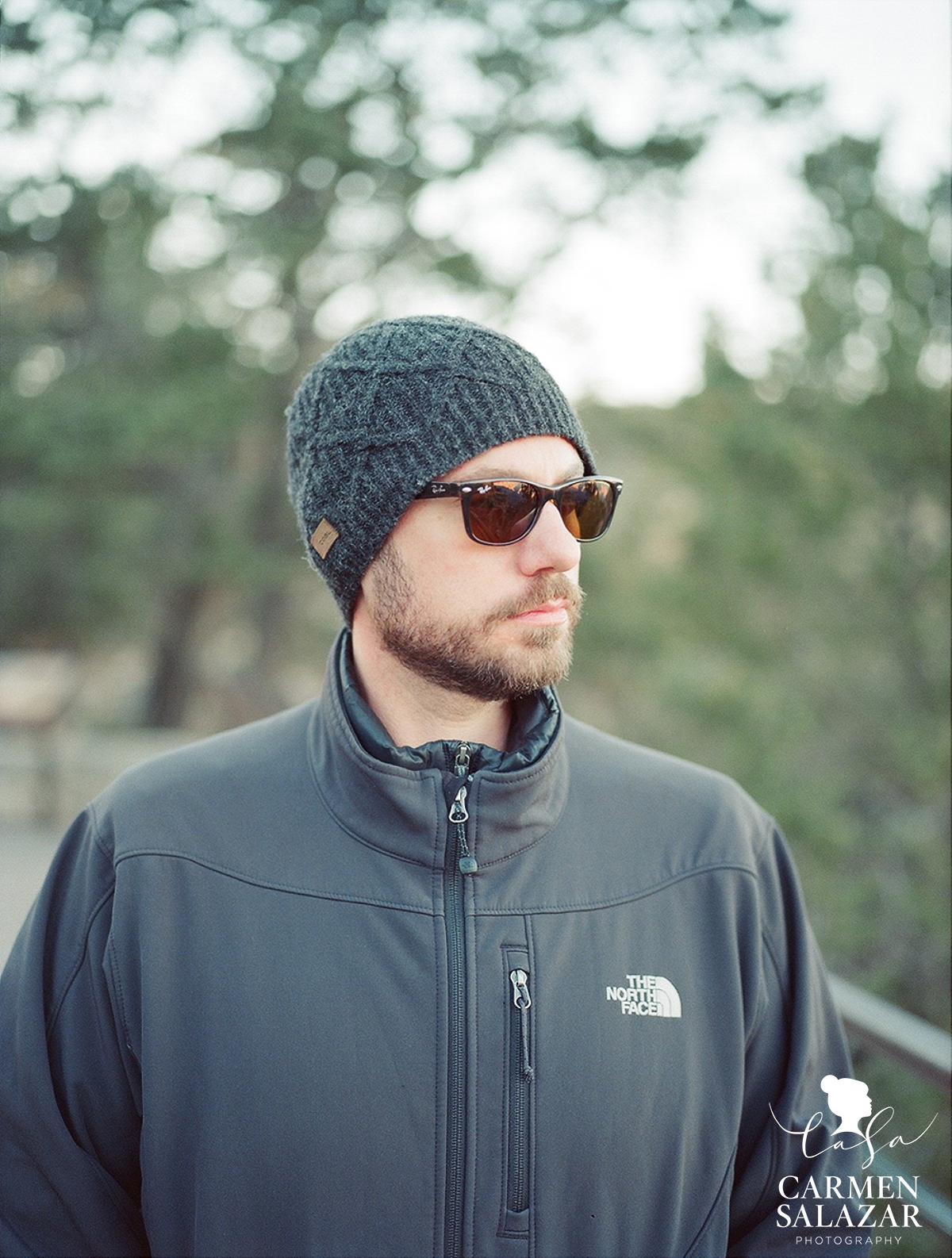 outdoor portrait of bearded man at grand canyon by medium format outdoor portrait of bearded man at grand canyon by medium format