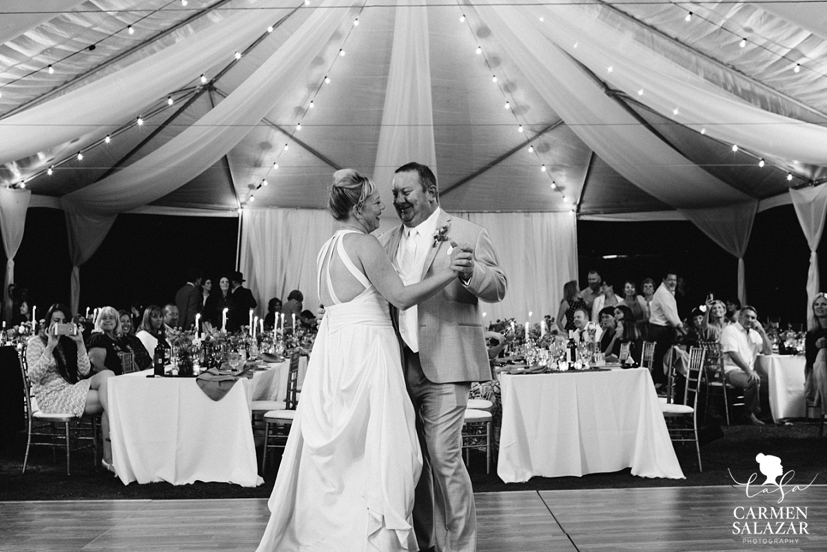 First dance in magical outdoor reception tent - Carmen Salazar First dance in magical outdoor reception tent - Carmen Salazar