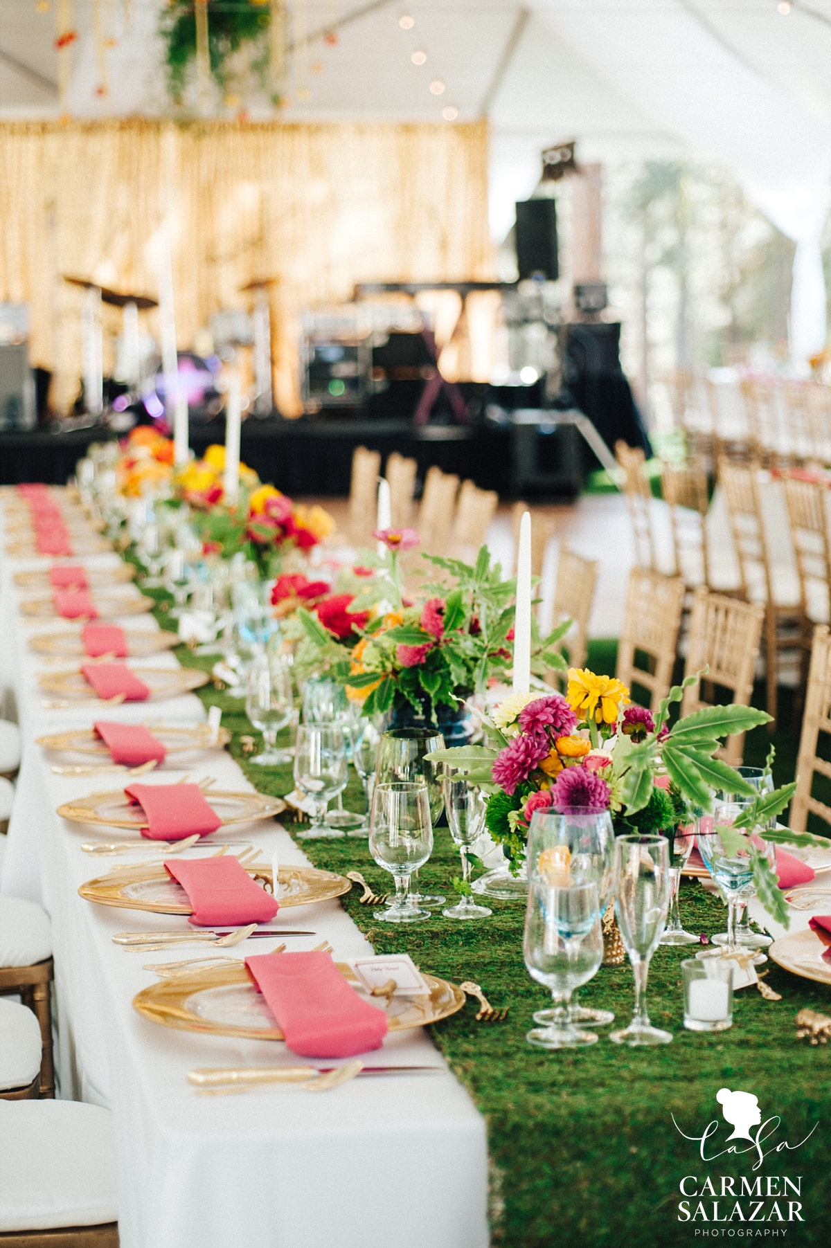 Moss wedding table runners and settings by Fearon May Events at Chalet View Lodge - Carmen Salazar Moss wedding table runners and settings by Fearon May Events at Chalet View Lodge - Carmen Salazar