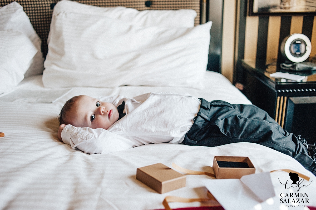 Sleepy ring bearer at The Citizen Hotel - Carmen Salazar Sleepy ring bearer at The Citizen Hotel - Carmen Salazar