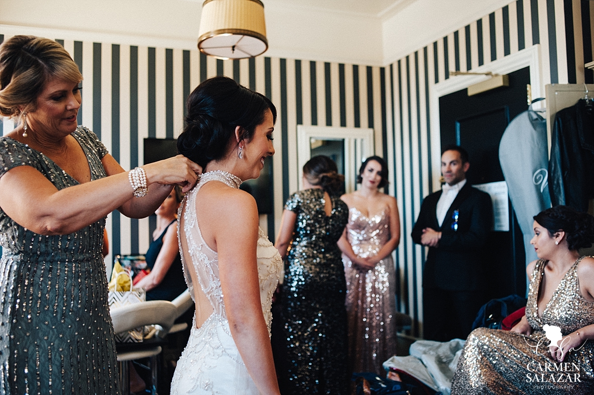 Glitz and glam bridal party getting ready for ceremony - Carmen Salazar Glitz and glam bridal party getting ready for ceremony - Carmen Salazar