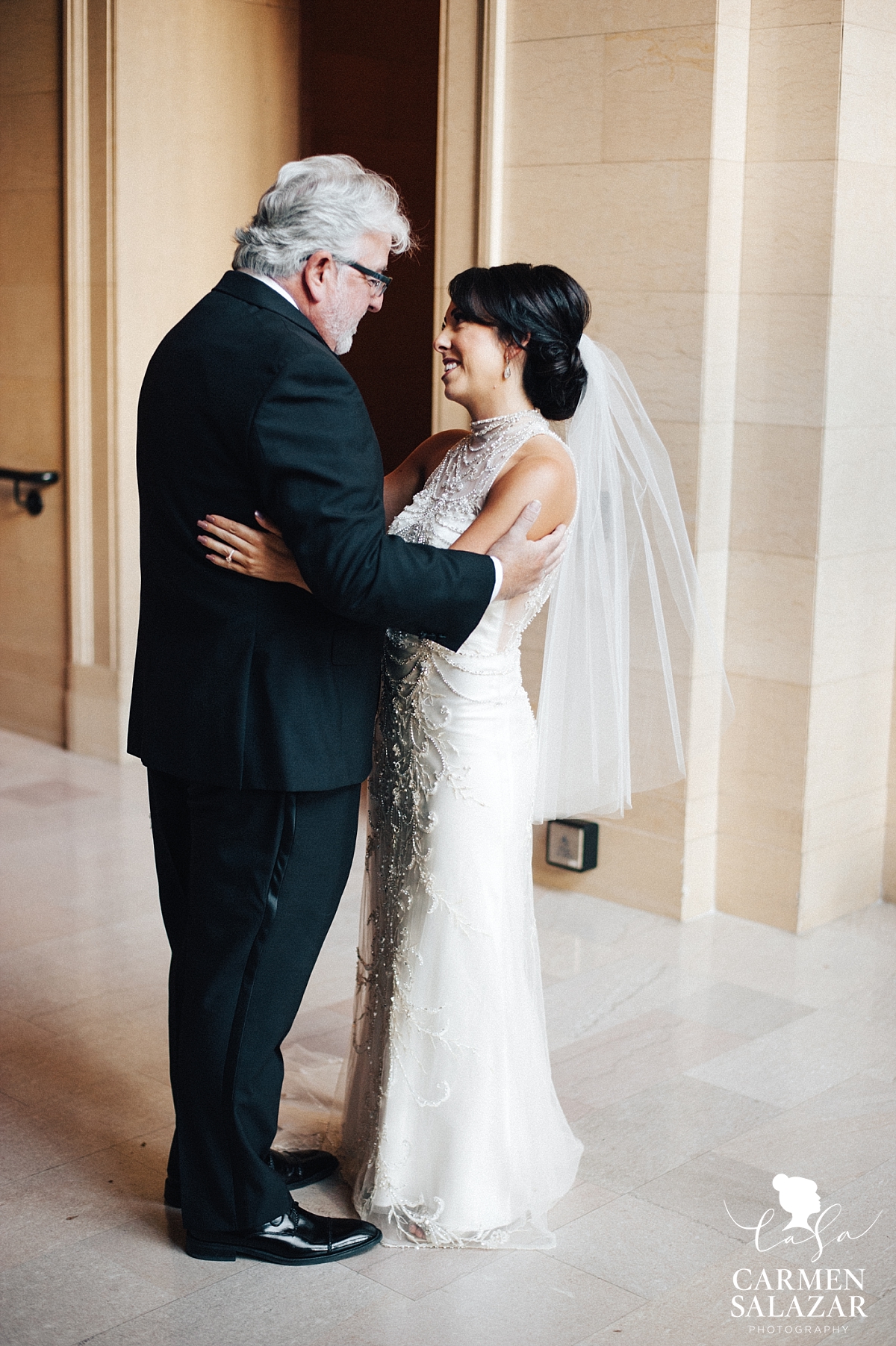 Emotional father sees his daughter before wedding - Carmen Salazar Emotional father sees his daughter before wedding - Carmen Salazar